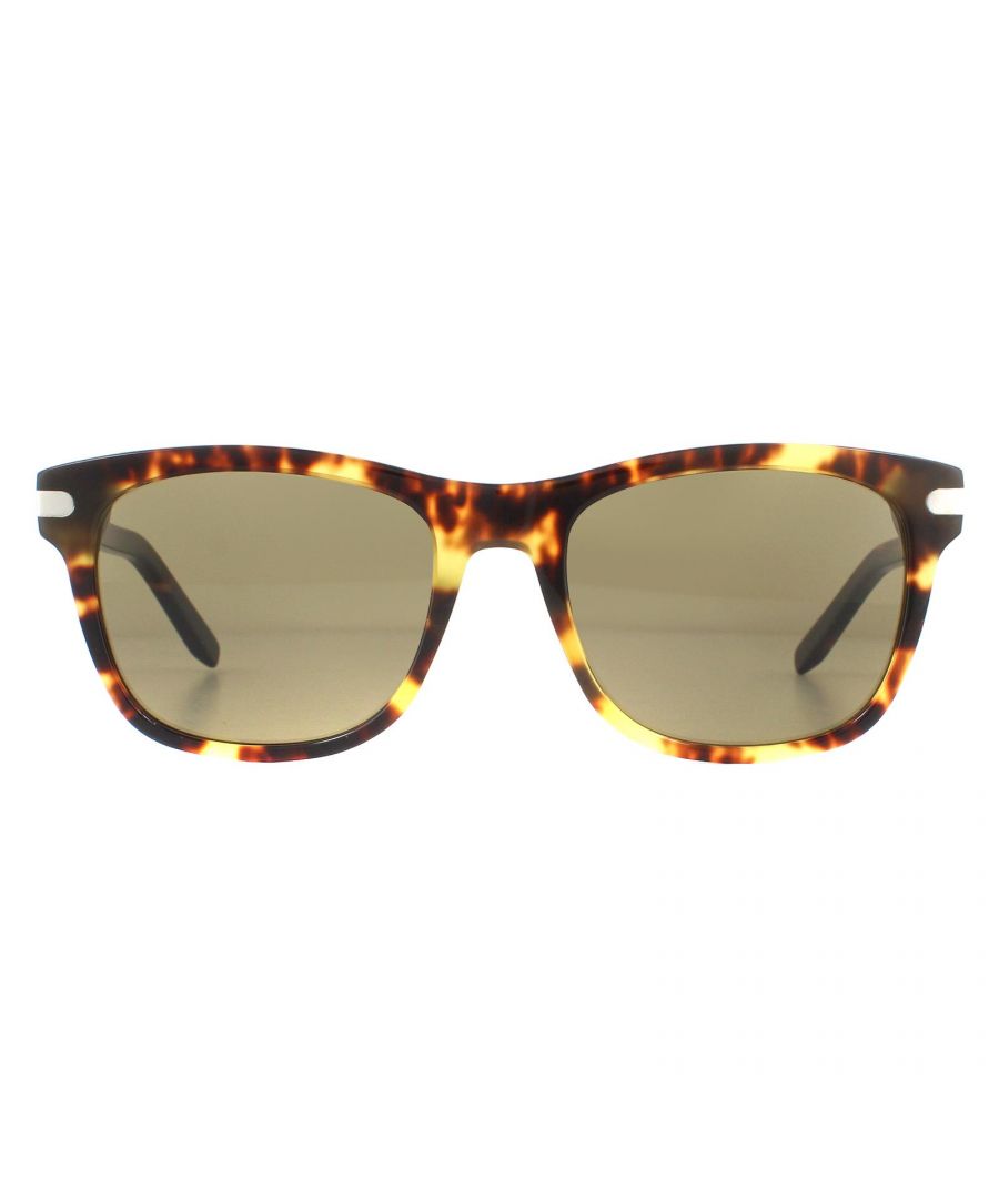 Salvatore Ferragamo Sunglasses SF936S 219 Dark Tortoise Brown are a masculine square style crafted from chunky yet lightweight acetate and feature a metal plaque engraved with the Ferragamo logo on the temples.