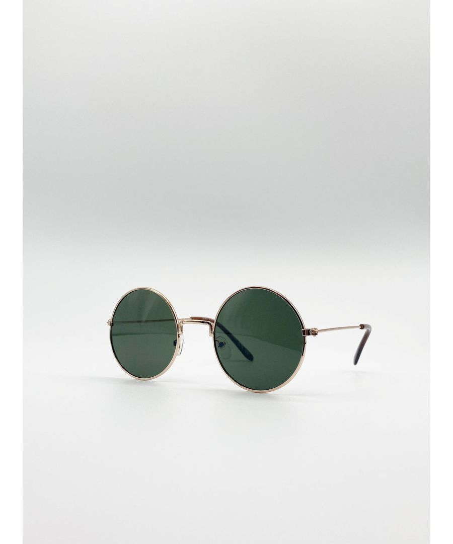 SVNX Mens Classic Metal Round Sunglasses With Green Tinted Lenses Metal (archived) - One Size
