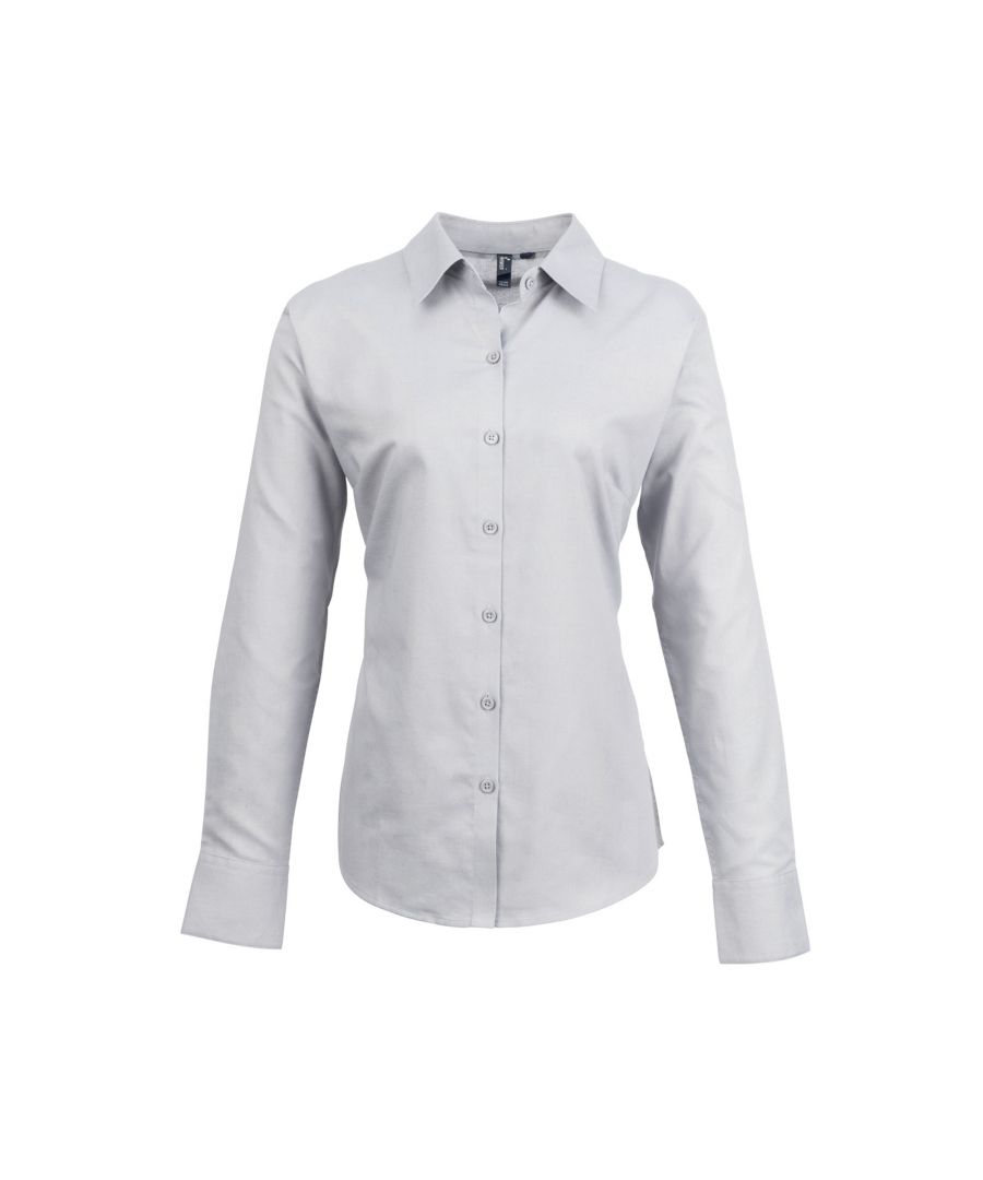 Premier Womens/Ladies Signature Oxford Long Sleeve Work Shirt (Silver) - Size 22 UK - Image 1