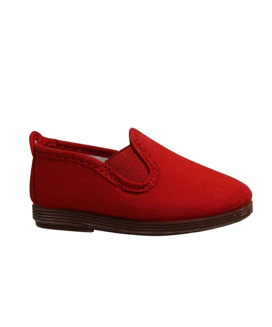 Flossy Style Pamplona Kids Espadrille Slip On Plimsolls Shoes 55 Red