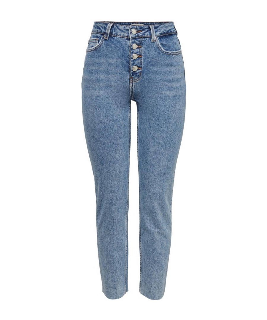ONLY high waist straight fit jeans ONLEMILY light denim