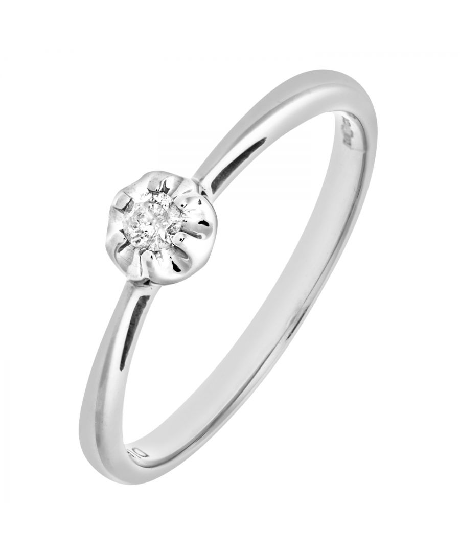 Diamant L'Eternel Womens Ladies 9ct White Gold Illusion set Diamond Solitare Ring - Size M