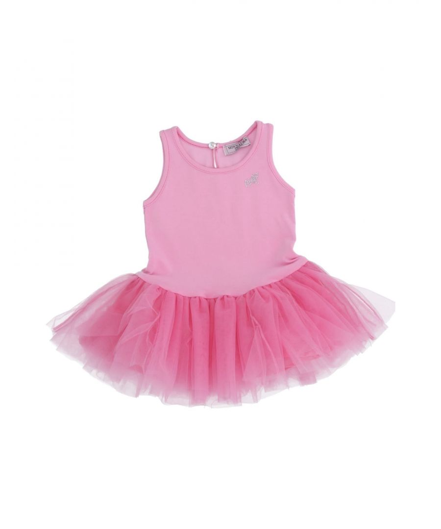 tulle, jersey, logo, rhinestones, basic solid colour, round collar, sleeveless, button closing, rear closure, semi-lined, wash at 30° c, do not dry clean, iron at 110° c max, do not bleach, do not tumble dry, stretch