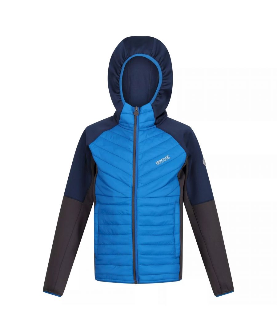 Material: 90% Polyester, 10% Elastane. Fabric: Extol Stretch. Design: Logo, Quilted. Compressible, Stretch Panels. Fabric Technology: DWR Finish, Lightweight, Warmloft. Neckline: Hooded. Sleeve-Type: Long-Sleeved. Cuff: Stretch Binding. Hood Features: Grown On Hood, Stretch Binding. Pockets: 2 Lower Pockets, Zip. Fastening: Zip. Hem: Stretch Binding.