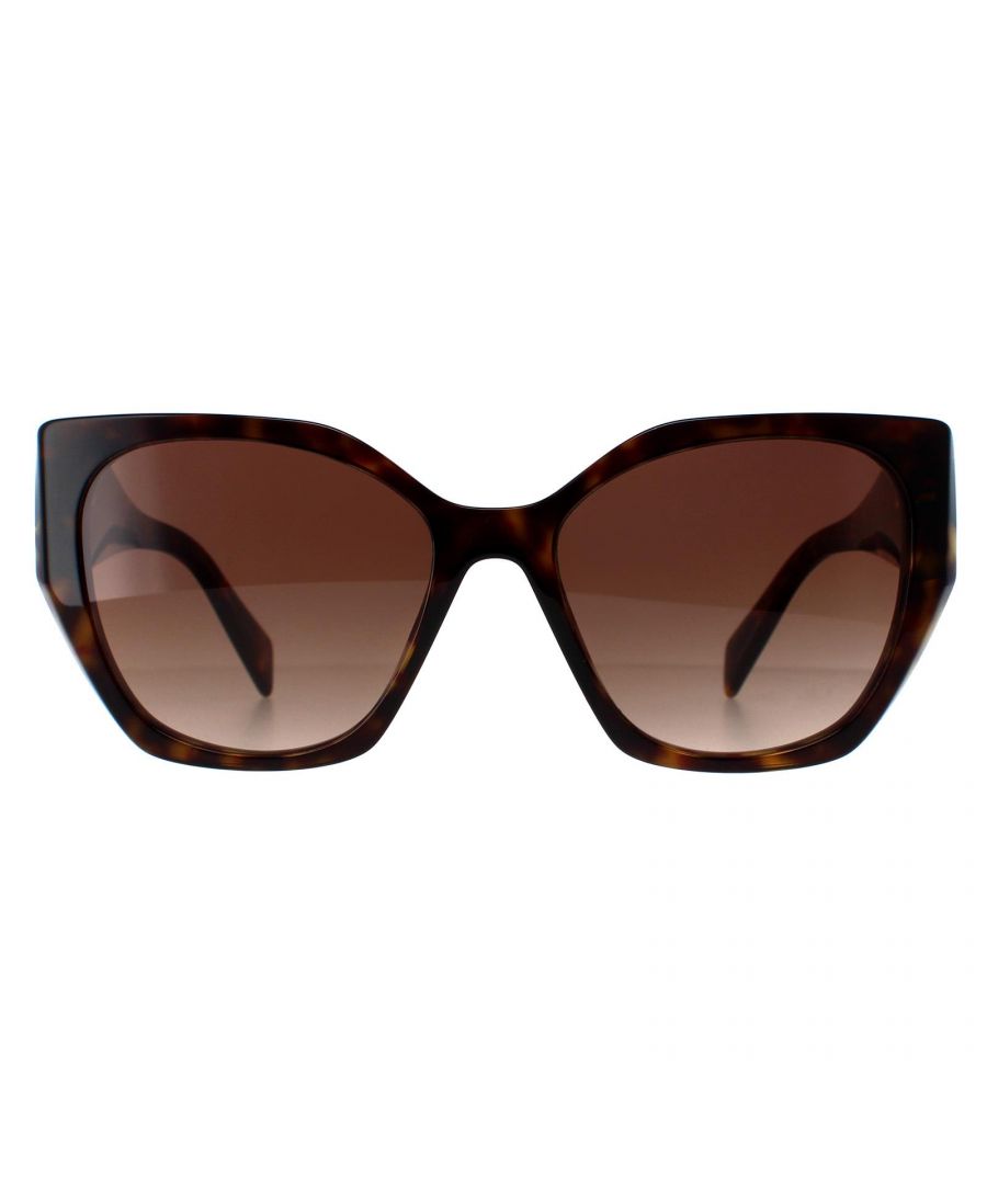 Prada Square Womens Havana Brown Gradient PR19ZS  Sunglasses are a modern design made of high-quality acetate material that ensures durability and comfort. The temples are adorned with the iconic Prada logo, adding a touch of sophistication. These sunglasses are perfect for any occasion, whether it's a day out in the sun or a night out on the town.
