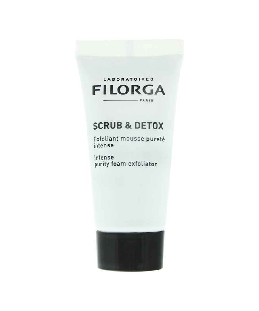 The Filorga Scrub & Detox Intensive Purity Foam Exfoliator is a skincare product designed to exfoliate and purify the skin. It contains both mechanical and enzymatic exfoliants to gently remove dead skin cells and impurities from the skin's surface. It features a foam texture that transforms into a scrub when massaged onto damp skin. Its formula contains natural cranberry extract, which has antioxidant properties to protect the skin from environmental damage. It also contains enzymes that work to break down dead skin cells, as well as salicylic acid and glycolic acid, which are both chemical exfoliants that help to unclog pores and improve the overall texture of the skin. The exfoliator is designed to be used up to twice a week, and is suitable for all skin types, including sensitive skin.