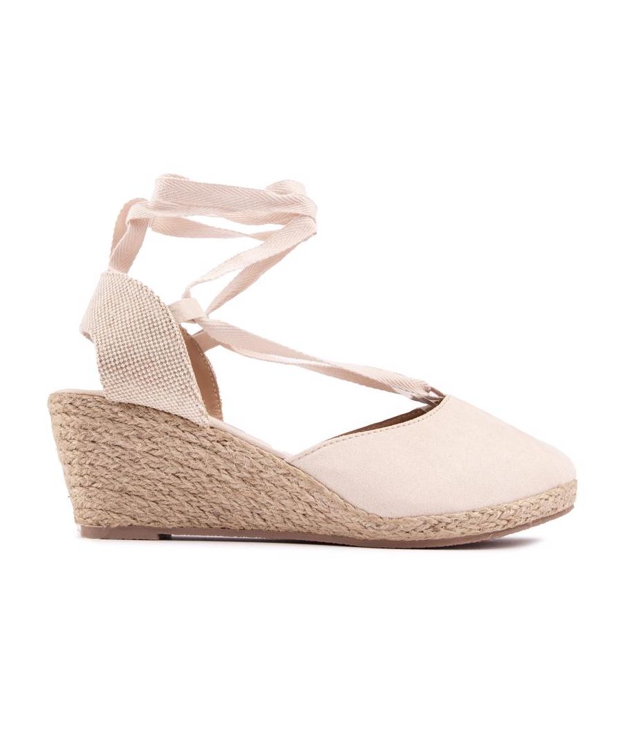 Polish Off Your Summer Style With This Comfy Wedge Sandal-meets-pump From Solesister. The Espadrille Jute Wedge Heel Is Paired With A Natural Upper Showcasing Fine Wrap-around Ankle Straps And A Wider Fit. The Perfect Addition To Your Warmer Weather Looks.