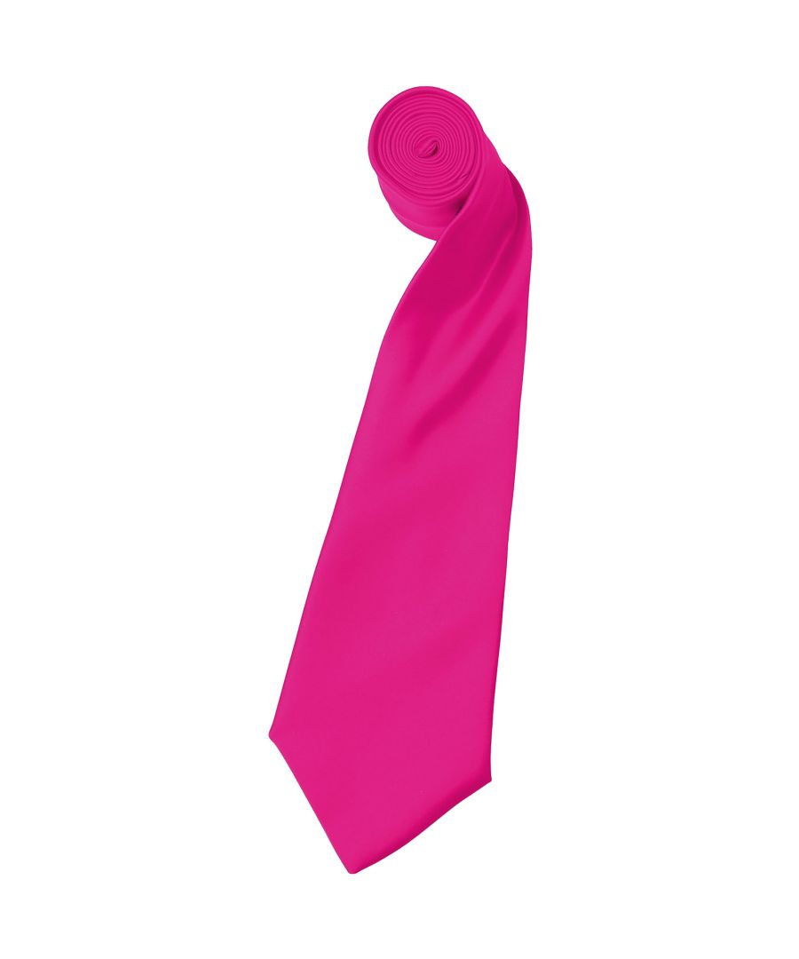 Premier Mens Plain Satin Tie (Narrow Blade) (Pack of 2) (Fuchsia) - One Size