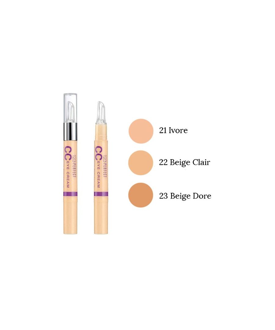 Conceal, brighten, hydrate and pamper your eyes! CC Eye Cream hides dark circles and wakes up tired eyes. Bourjois' 123 Perfect CC eye concealer illuminates, smoothes lines and wrinkles and protects your delicate eye area with 24hr hydration and SPF 15.