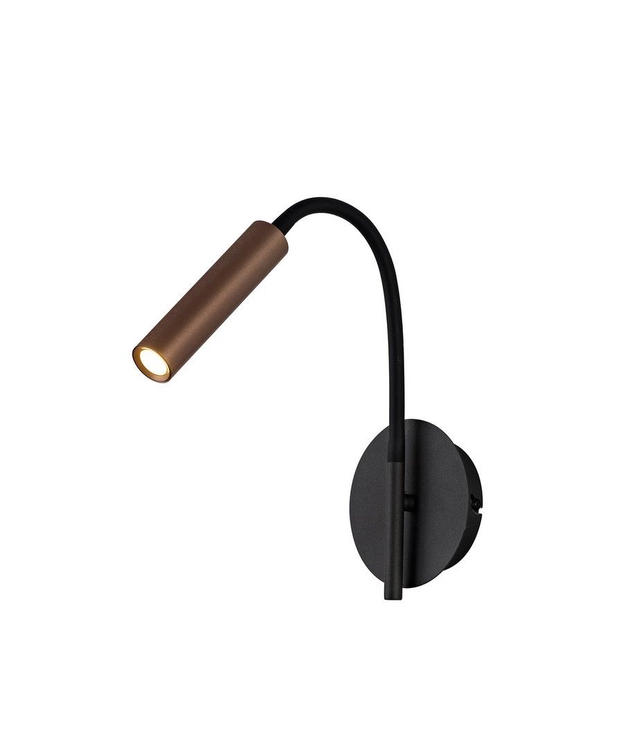 Finish: Black | Shade Finish: Satin Copper | IP Rating: IP20 | Height (cm): 15.0-66.0 | Width (cm): 13.0-42.0 | Projection (cm): 15.0-67.0 | No. of Lights: 1 | Lamp Type: Integral LED | Kelvin: 3000K Warm White | Lumens: 311lm | Switched: Yes - Rocker Switch | Dimmable: No