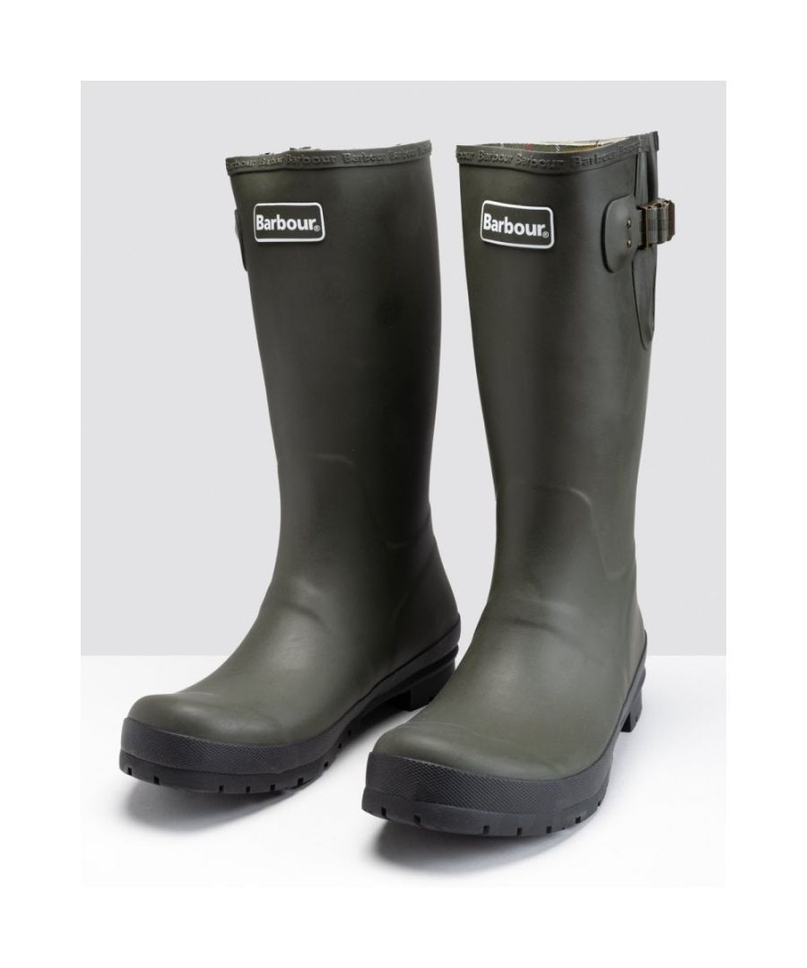 The Barbour Cirrus wellington boots offer an adjustable buckle for the perfect fit and a Barbour branded outsole. Perfect for dog walks in the country, these wellington boots add a warm and comfortable staple to your footwear must-haves.\n\nUpper: 100% Rubber\nLining: 100% Nylon\nAllow dirt to dry.\nWipe clean with a damp cloth.