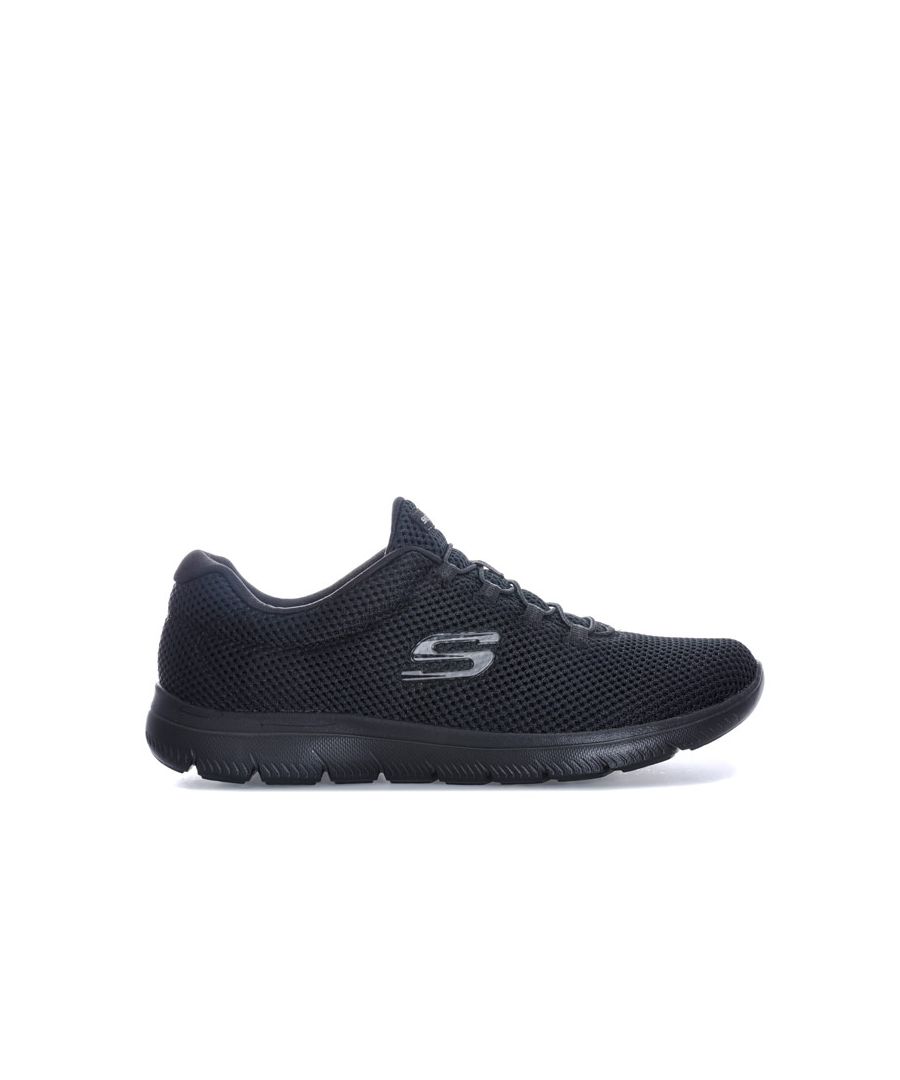 Womens Skechers Summits - Quick Lapse Trainers in black.<BR><BR>Lace up athletic training sneaker.<BR>- Knit mesh fabric upper in an almost seamless design.<BR>- Bungee lace design for easy slip on fit.<BR>- Padded collar and tongue.<BR>- Side S logo and Skechers branding to tongue.<BR>- Soft fabric lining.<BR>- Memory Foam cushioned comfort insole.<BR>- Shock absorbing lightweight flexible midsole.<BR>- Flexible rubber traction outsole.<BR>- Textile upper and lining  Synthetic sole.<BR>- Ref: 12985-BBK