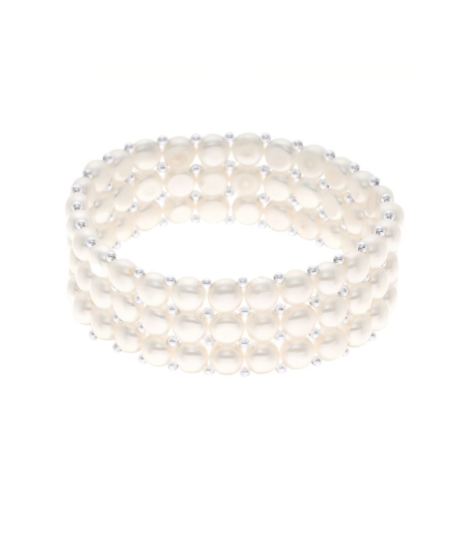 Bracelet of 3 true Cultured Freshwater Pearls 4 mm - Natural White Color - Length adjustable from 14 to 18 cm , 7 in - Our jewellery is made in France and will be delivered in a gift box accompanied by a Certificate of Authenticity and International Warranty