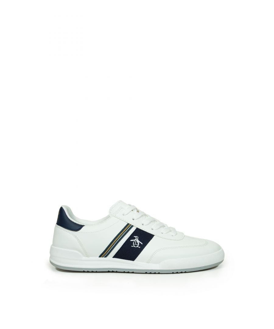 Original Penguin Mens 'GAZ' Cupsole Trainer - White Pu - Size UK 8