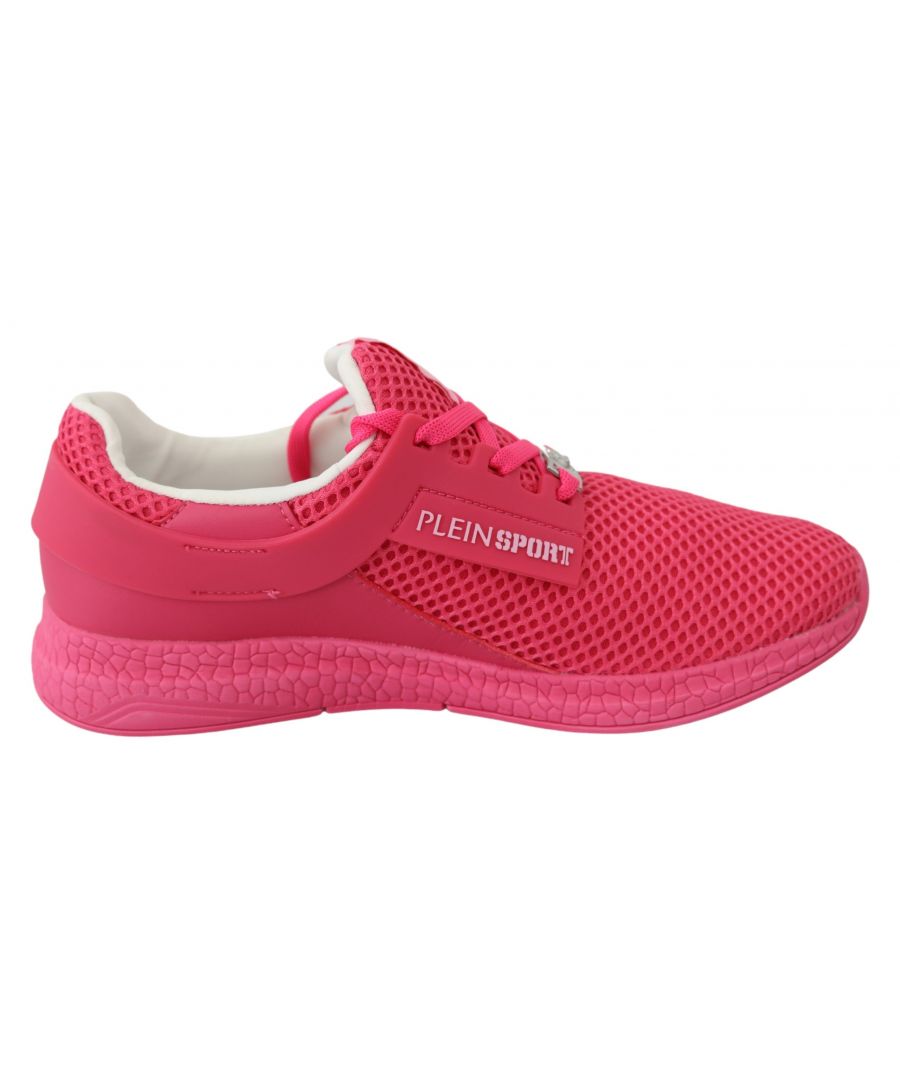 Gorgeous new with tags and box, 100% Authentic Plein Sport Womens shoes.\nModel: Runner Becky\nColor: Fuxia Beetroot\nMaterial: Polyester\nSole: Rubber\nLogo details\nVery exclusive and high craftsmanship
