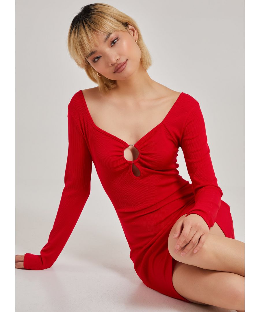 Get ready to find your next out-out moment with this dress. This cute ribbed dress comes with a cut out detailing. 98% Cotton, 2% ElastaneMade in UKWash Similar ColoursIron On ReverseDo Not Dry CleanModel wearing size 8Model height: 5'3
