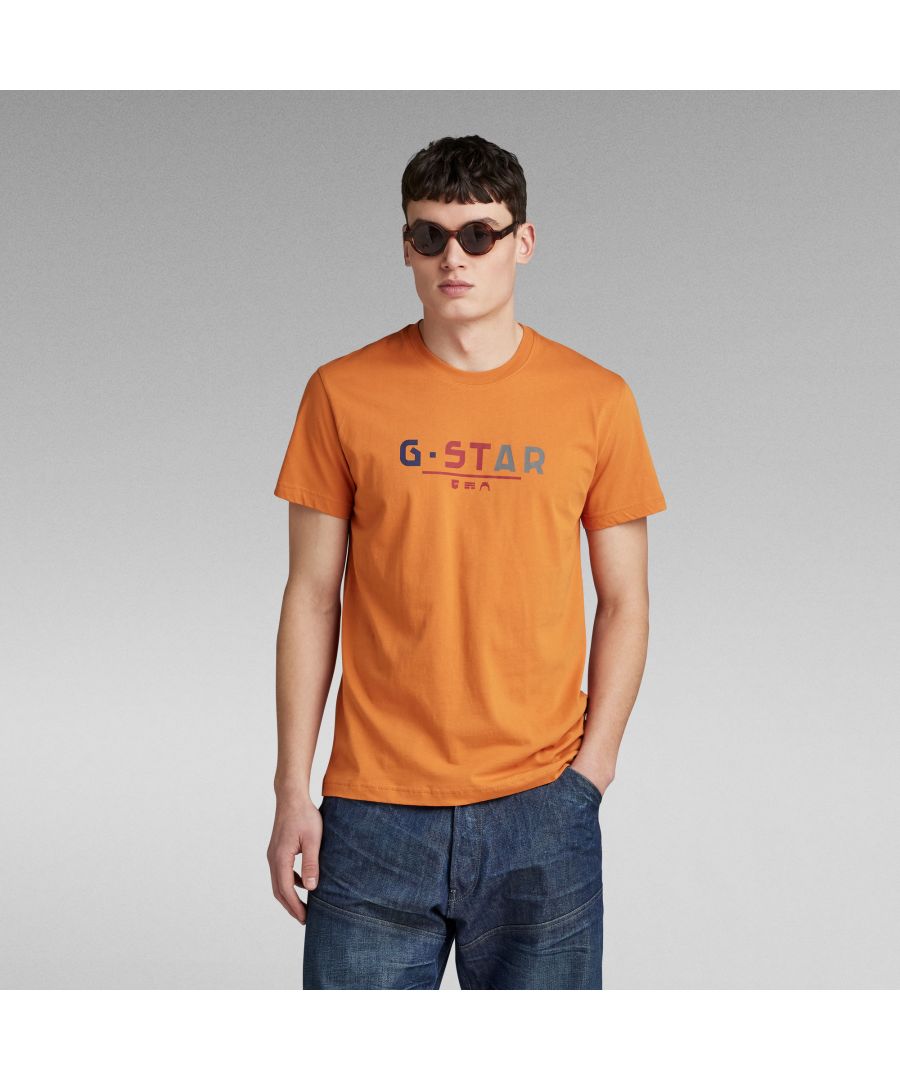 G Star Raw Mens G-Star RAW Multi Logo Graphic T-Shirt - Orange Cotton - Size Large
