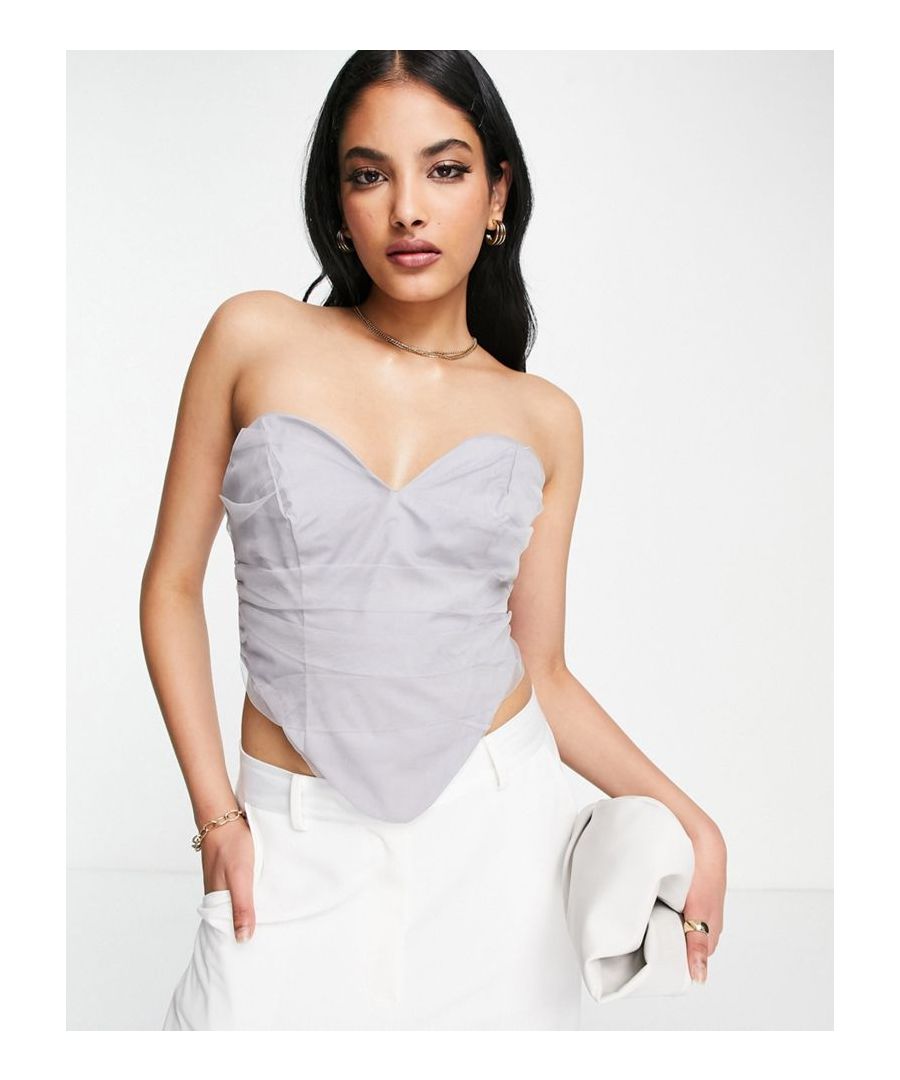 Corset top by ASOS DESIGN Your better half Tulle overlay Corset-style design Zip-back fastening Slim fit Sold by Asos