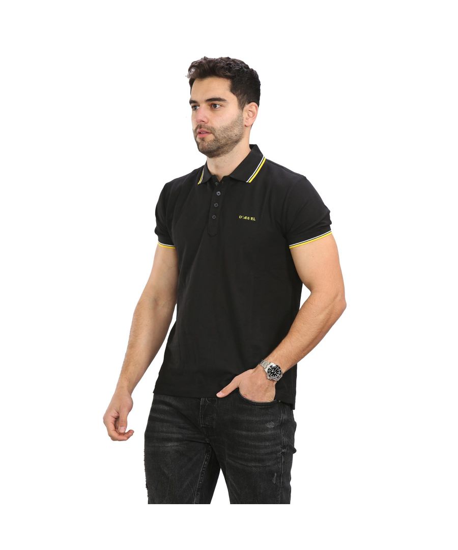 These Original Mens Designer Short Sleeve Diesel Polos feature the brands Logo, a Collared Neckline, Contrast Trim on the Collar and Sleeves and Ribbed Collar and Cuffs. Crafted With 100% Cotton, these Lightweight and breathable Polos are Suitable for Casual or Workwear. DIESEL T-RANDY BROKEN
