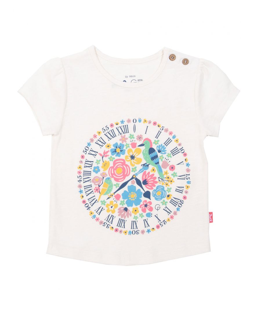 Kite Clothing Girls Shepherd Gate Clock T-Shirt - Cream Cotton - Size 3-6M