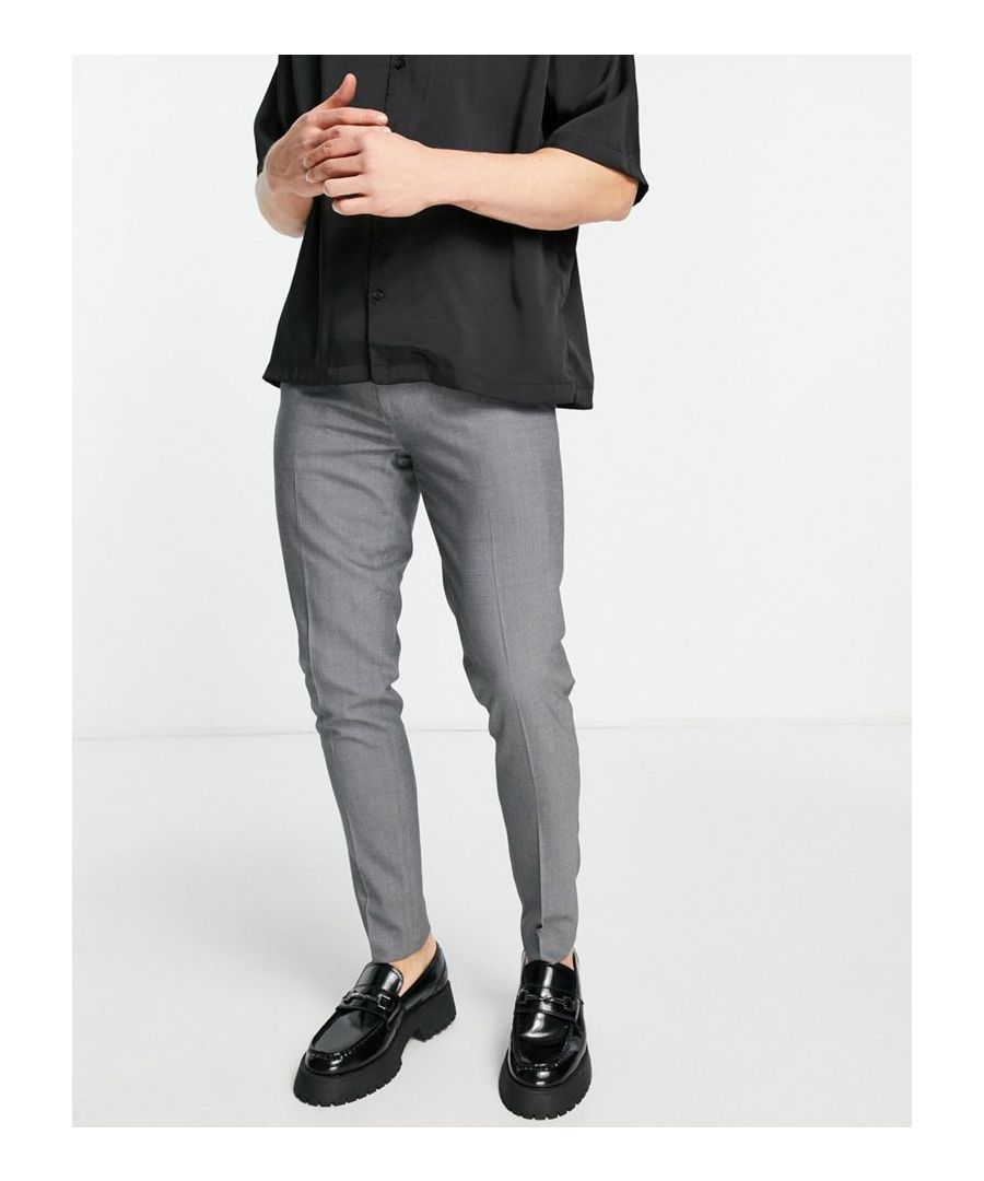 Trousers by ASOS DESIGN Do the smart thing Regular rise Belt loops Functional pockets Super-skinny fit Sold By: Asos
