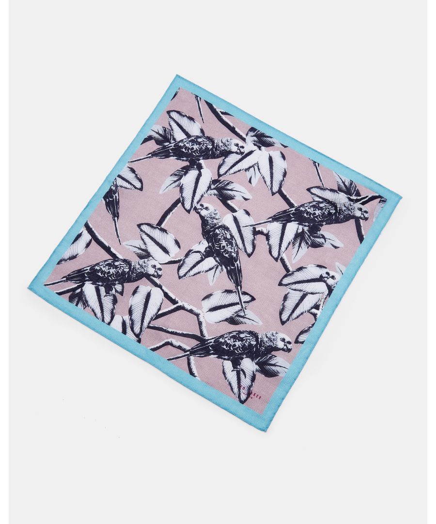 Image for Ted Baker Hatoff Parrot Linen Pocket Square, Dusky Pink