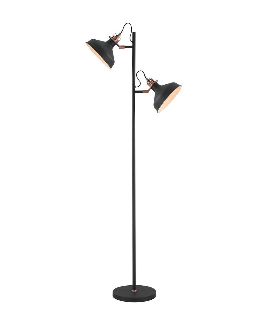 Image for Floor Lamp, 2 x E27, Sand Back, Copper, White