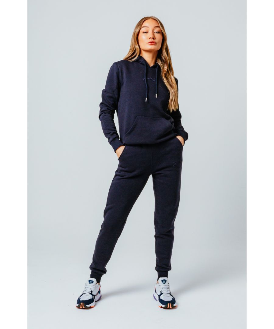 Introducing the freshest loungewear set you've ever seen! The Hype Navy Scribble Women's Tracksuit Set is your new go-to loungewear set when you need that extra comfort boost. Designed in 80% Cotton 20% Polyester for the ultimate soft touch feeling! The Hoodie features a fixed hood, kangaroo pocket, fitted hem and cuffs, finished with drawstring pullers and embossed justhype embroidery across the front in the same colour. The Joggers highlight an elasticated waistband, fitted cuffs and double pockets with tonal drawstring pullers and embossed justhype embroidery on the side of the leg. Wear together or stand alone with a pair of box fresh kicks. Machine washable. 