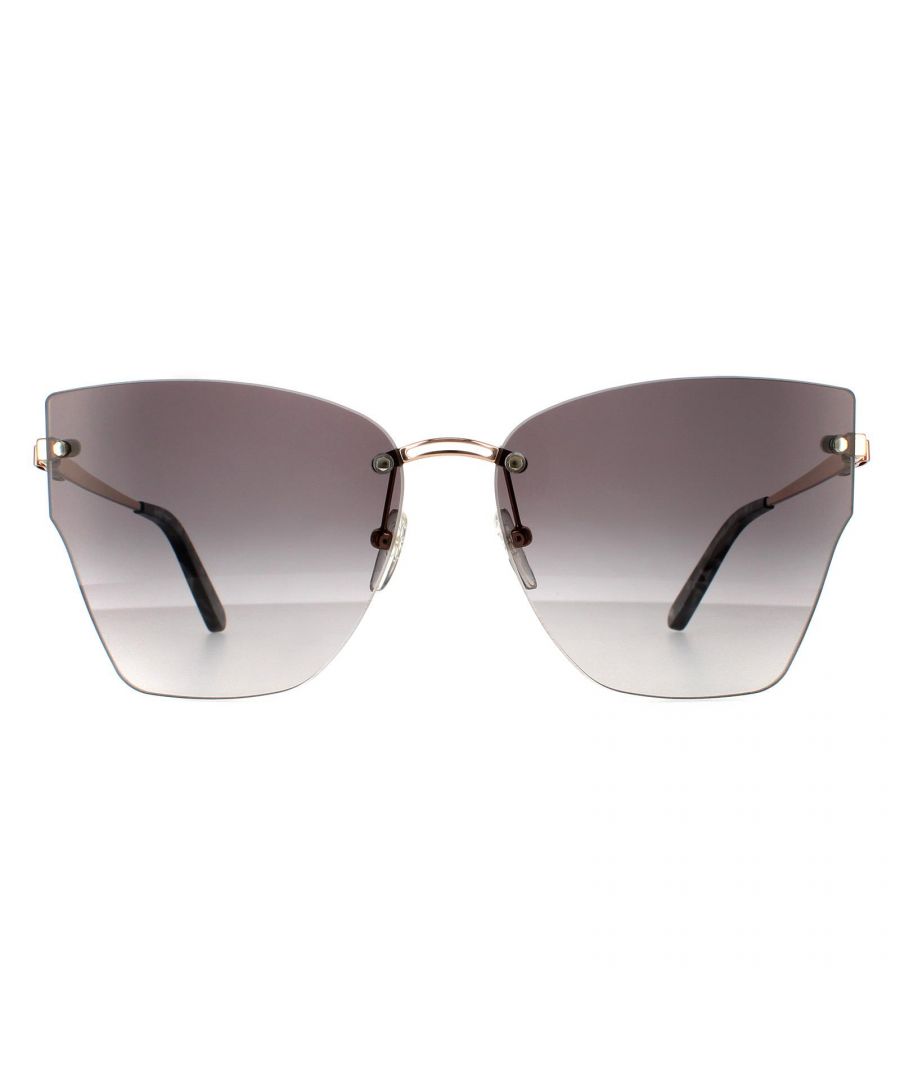 Salvatore Ferragamo Butterfly Womens Rose Gold Grey Gradient Sunglasses SF223S are a gorgeous butterfly design with an upswept brow line and semi rimless lenses. Salvatore Ferragamo logo embellishes the frame front and wraps around to the super slim metal temples