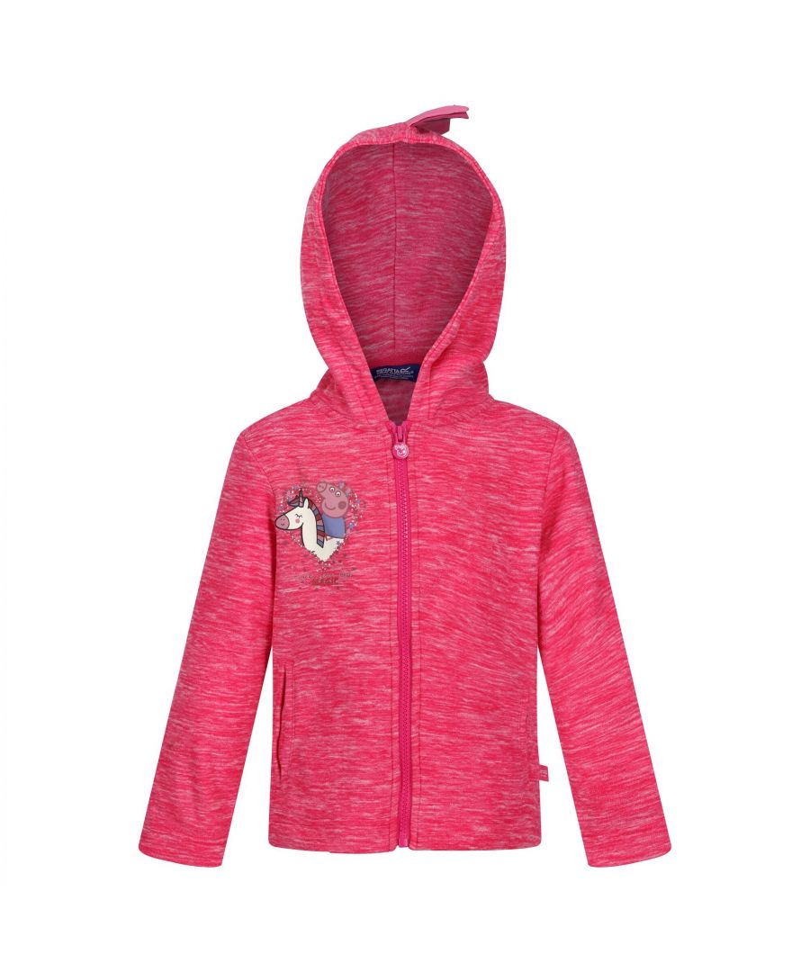Material: 80% Cotton, 20% Polyester. Fabric: Fleece. 145gsm. Design: 3D, Marl. Neckline: Hooded. Sleeve-Type: Long-Sleeved. Hood Features: Grown On Hood. Pockets: 2 Side Pockets. Fastening: Full Zip. 100% Officially Licensed. Characters: Peppa Pig.