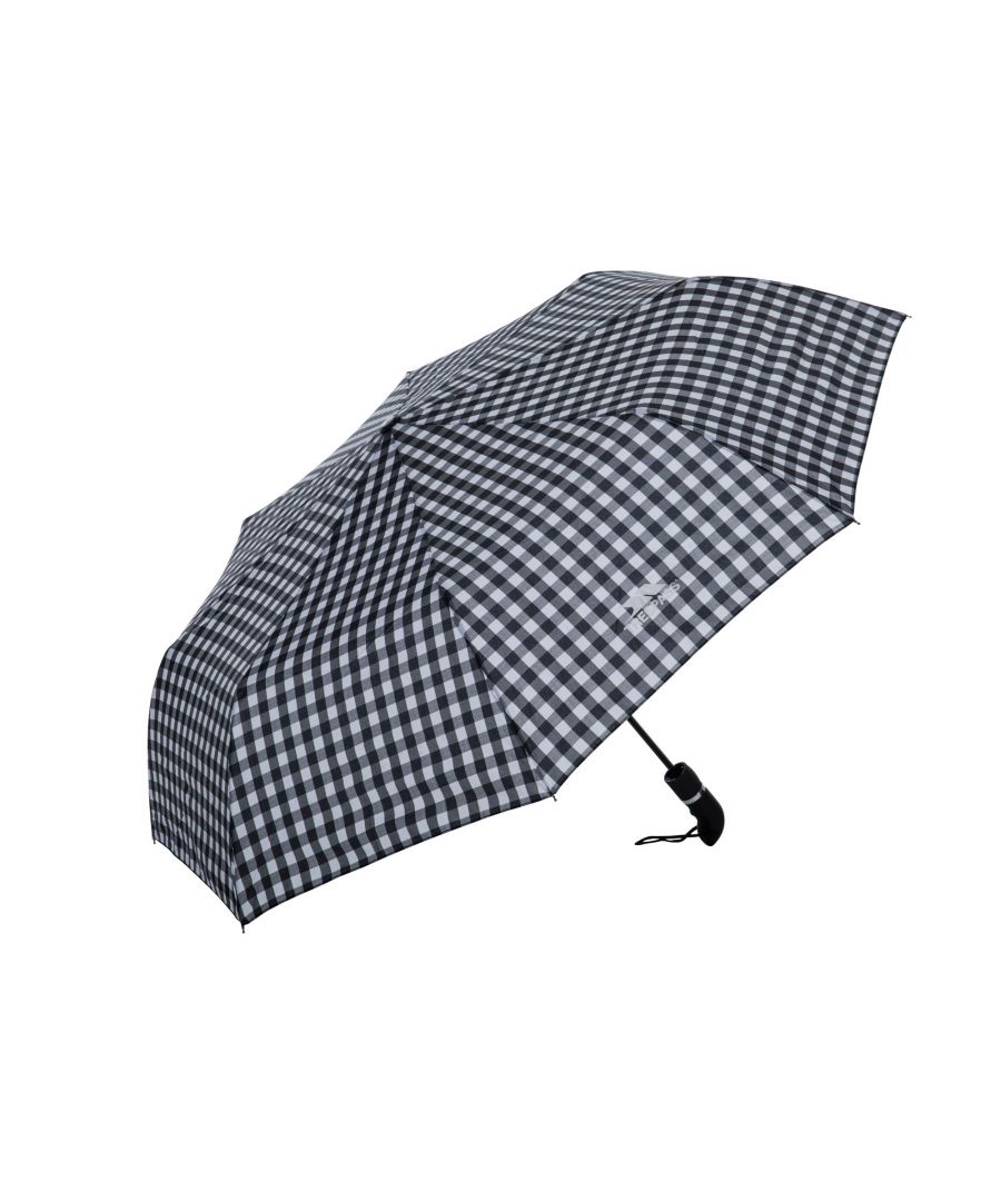 100% 190T Pongee. Womens compact auto open umbrella. Hexagonal shaft construction. Button release to open. Ergonomic handle with wrist strap. Fibreglass ribs. Fabric sleeve. Ideal for rainy days.