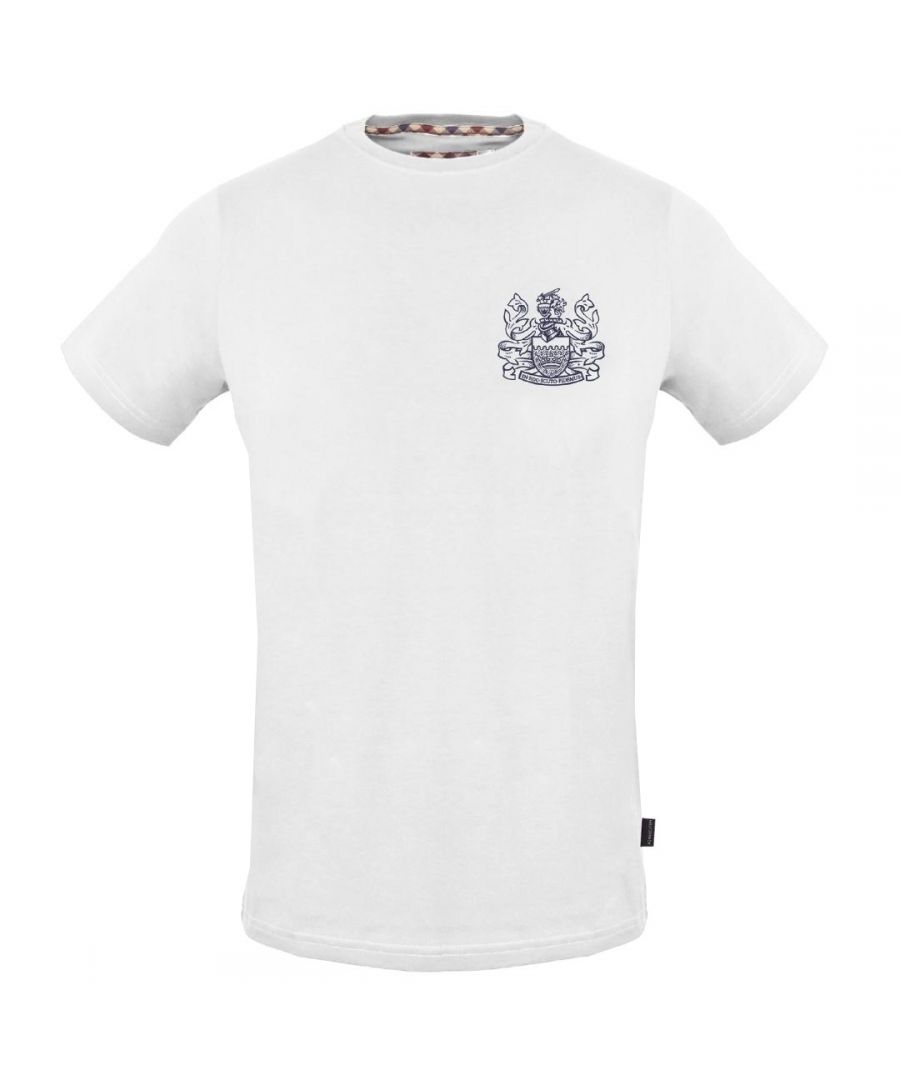 Wit T-shirt van Aquascutum met opgestikt Aldis-logo