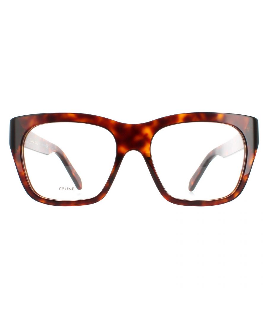 Celine Square Womens Dark Havana CL50047I  Glasses are a fashionable square style crafted from lightweight acetate. Celine's logo features on the slender temples for brand recognition.