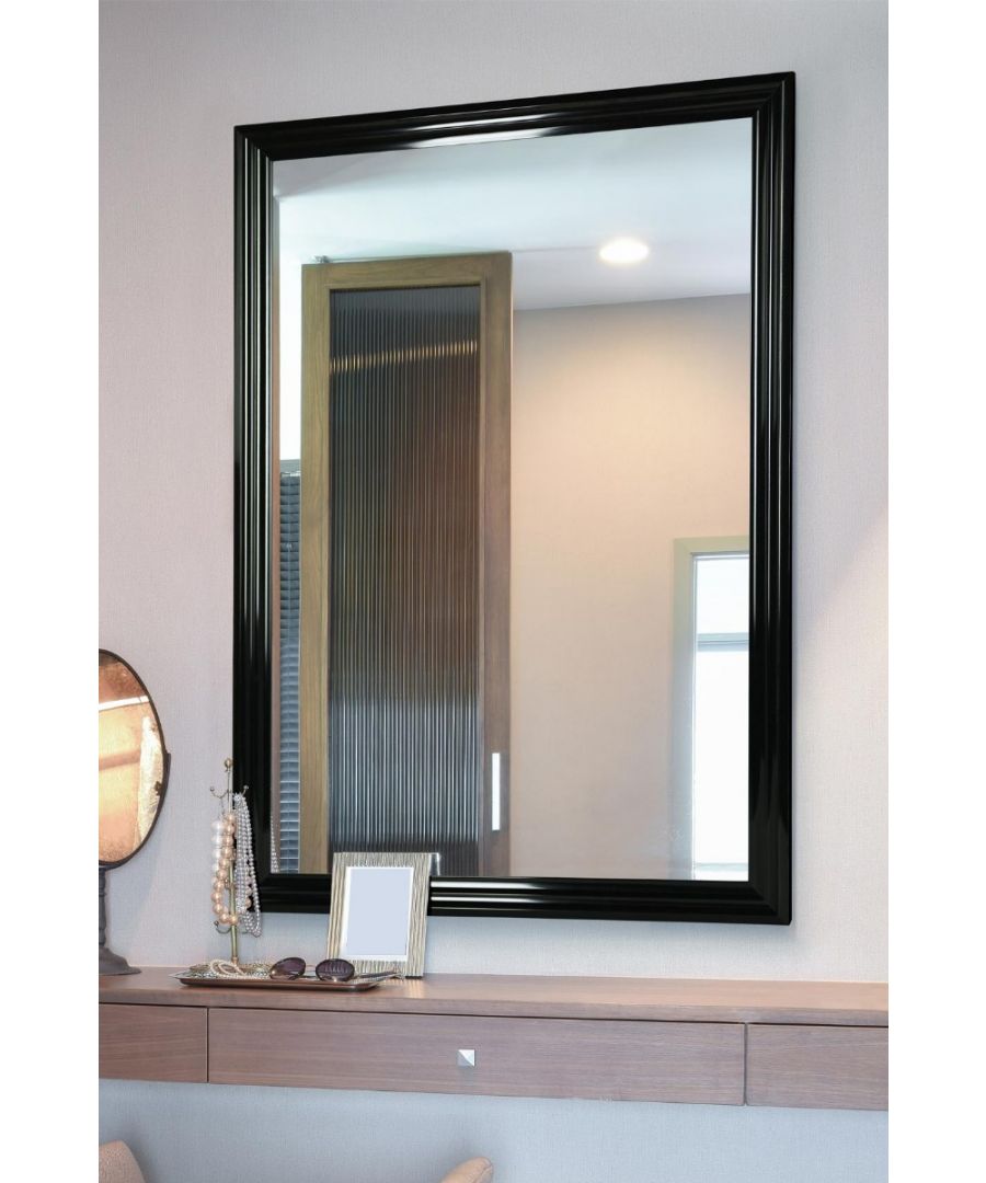 Image for Lancaster Gloss Black Extra Large Wall Hanging Mirror 100cm X 70cm