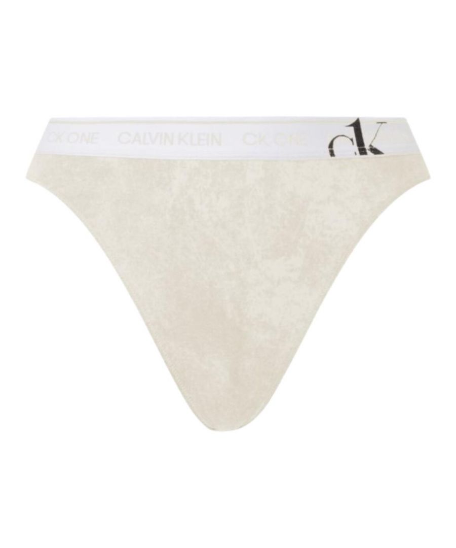 Calvin Klein Womens 000QF6765E CK One Faded Glory High Leg Brief - Beige Cotton - Size 10 UK