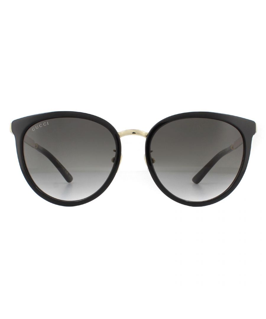 Image for Gucci Sunglasses GG0077SK 001 Black with Gold Grey Gradient
