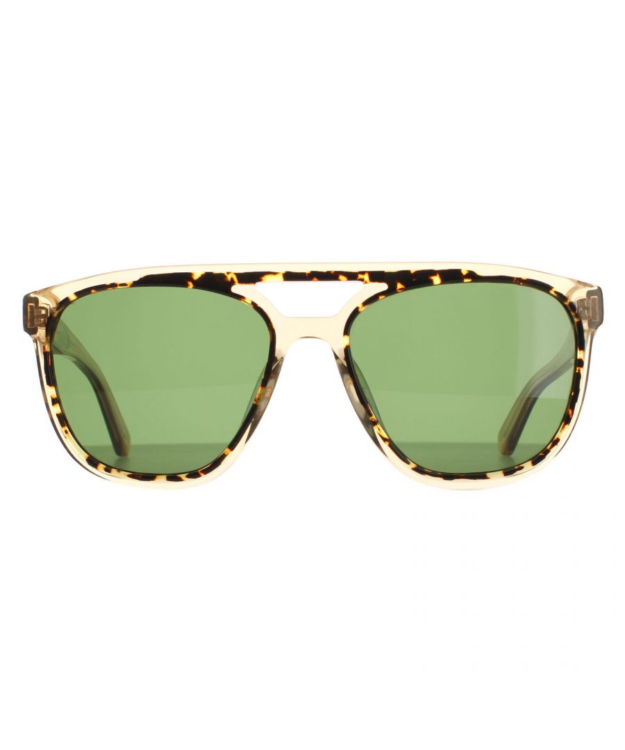Salvatore Ferragamo Square Mens Tortoise and Honey Crystal Green SF944S  are a simple style with large squared lenses. Made fully from lightweight acetate with the Gucci logo decorating one of the slim temples.
