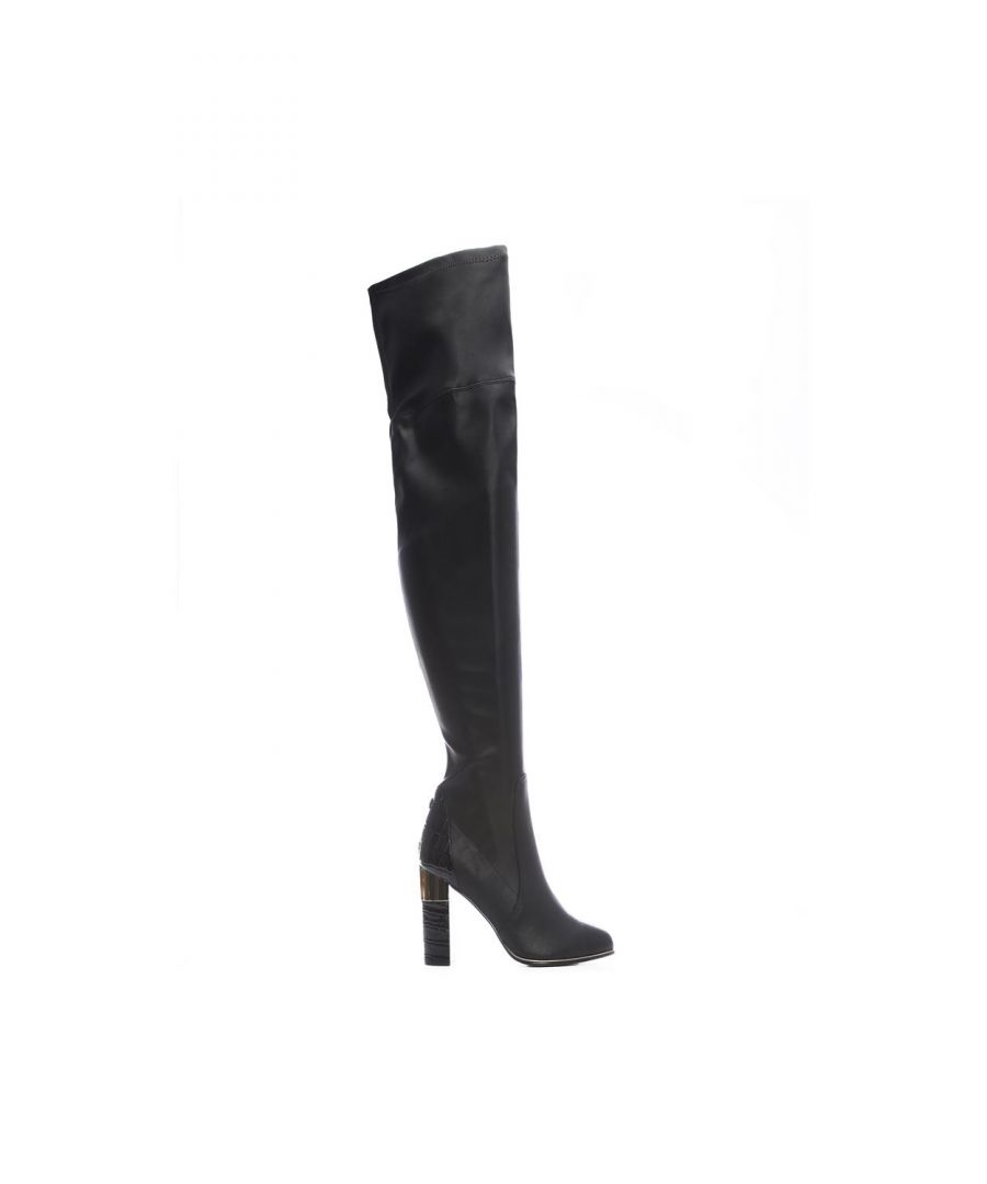 Reach new fashion heights in Valentinne, our new stretch leg over the knee boot. The block heel with metal details and the soft almond toe, makes them perfect to wear day or night. Style under a midi skirt or with leggings - these boots will complement so many outfits. The fully lined foot offers the support of an ankle boot - giving you the best of both styles. The half leg inside zip helps you get the boot on and off easily.