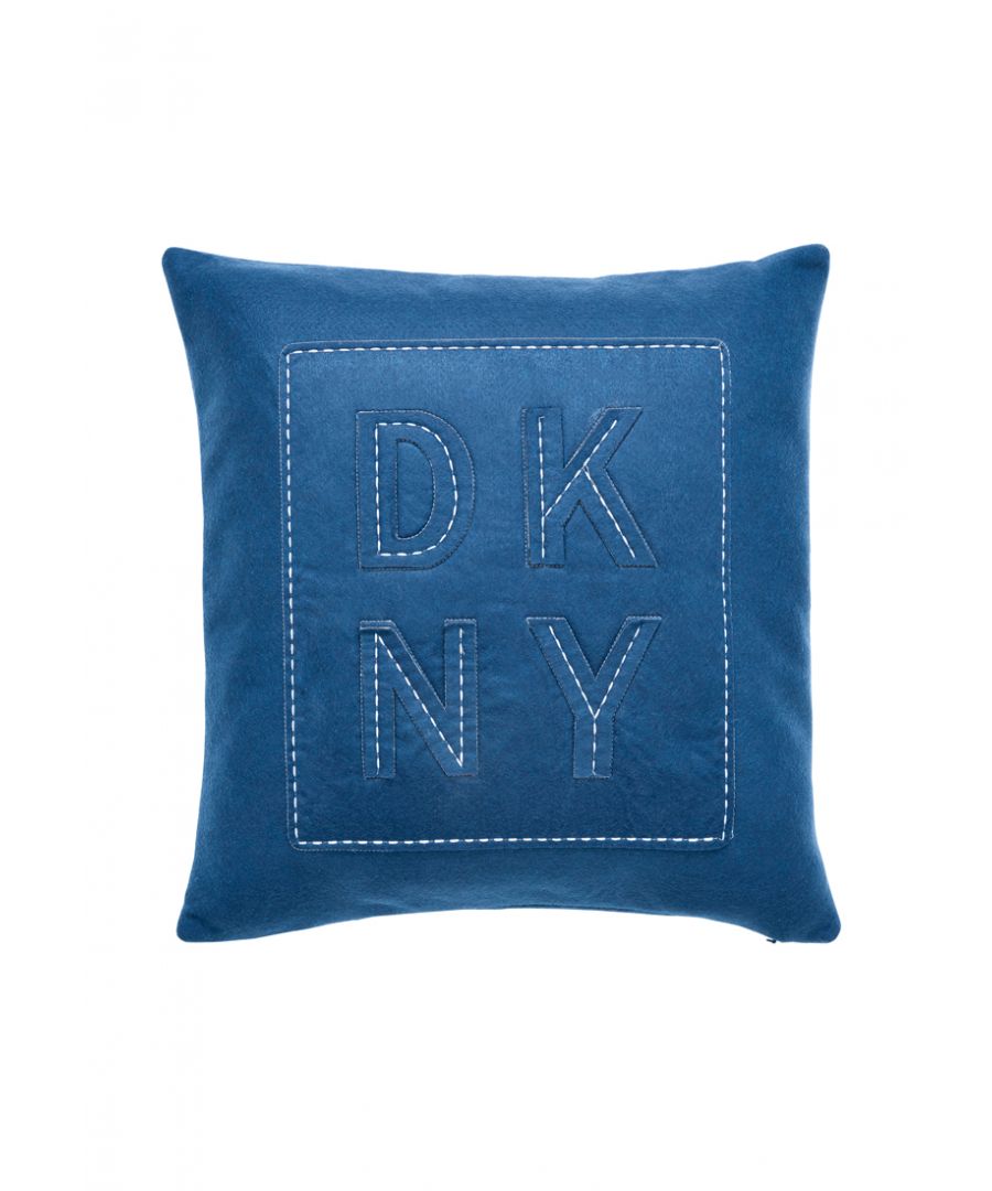 A collection of statement accent cushions in a contemporary mix of textures and patterns, embellished with the iconic DKNY logo reflecting the spirit and energy of New York.