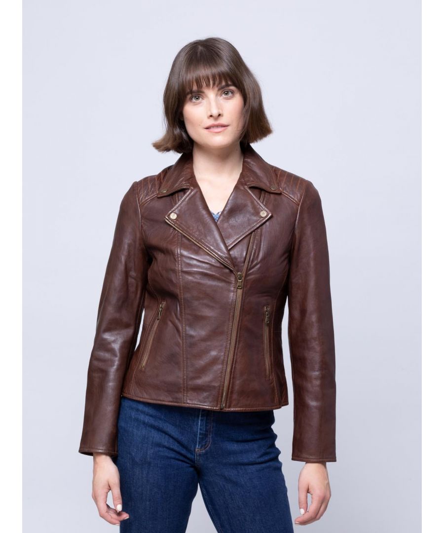 Image for Thursby Vegetable Tanned Leather Biker Jacket in Tan