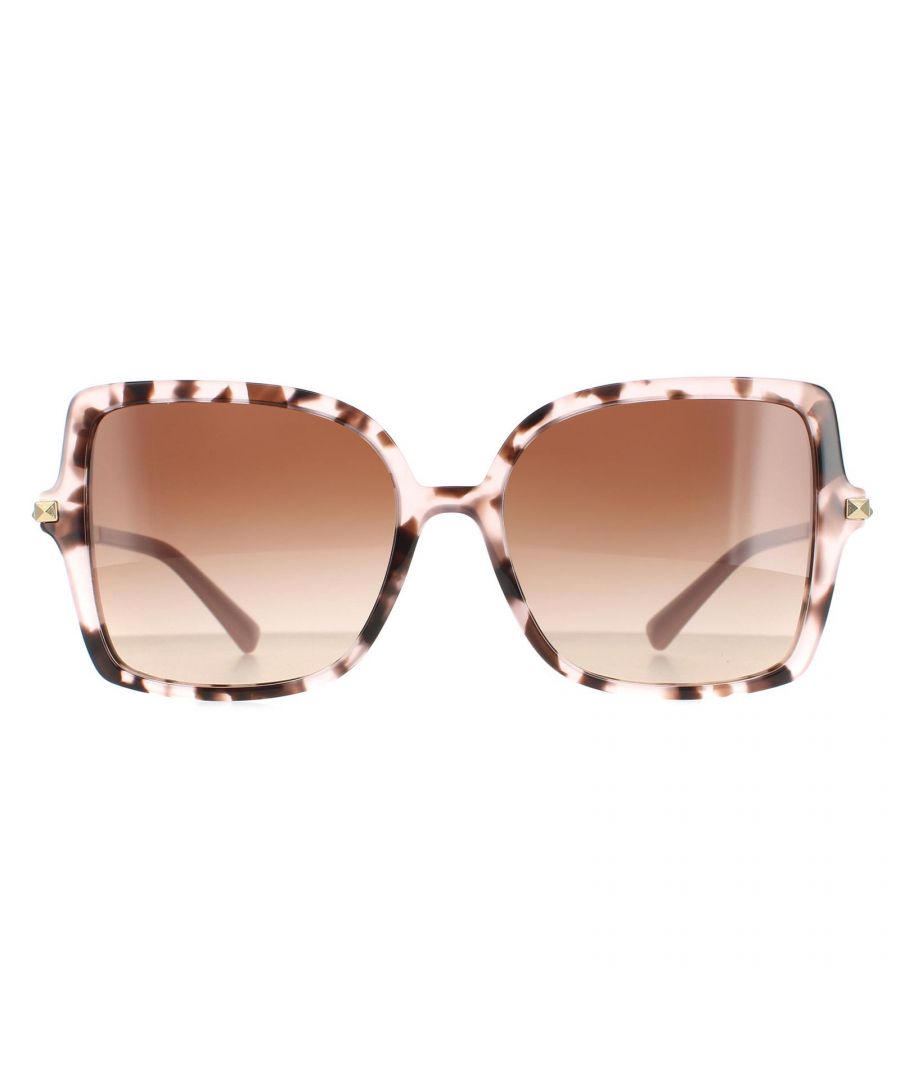 Valentino Square Womens Havana Pink Brown Gradient VA4072 Sunglasses VA4072 are a fashionable square style crafted from lightweight acetate with a oversized frame front and slender metal studded temples.