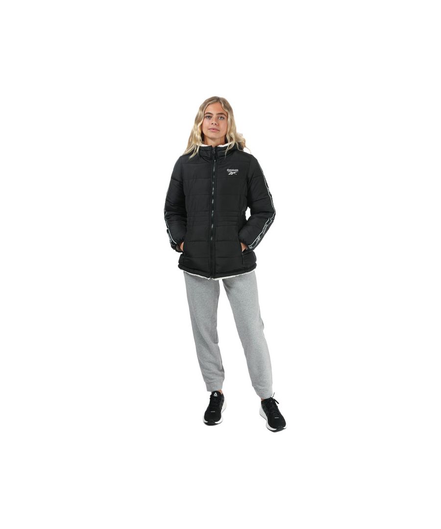 Reebok Womenss Reversible Puffer Jacket In Black - Size 16 Uk