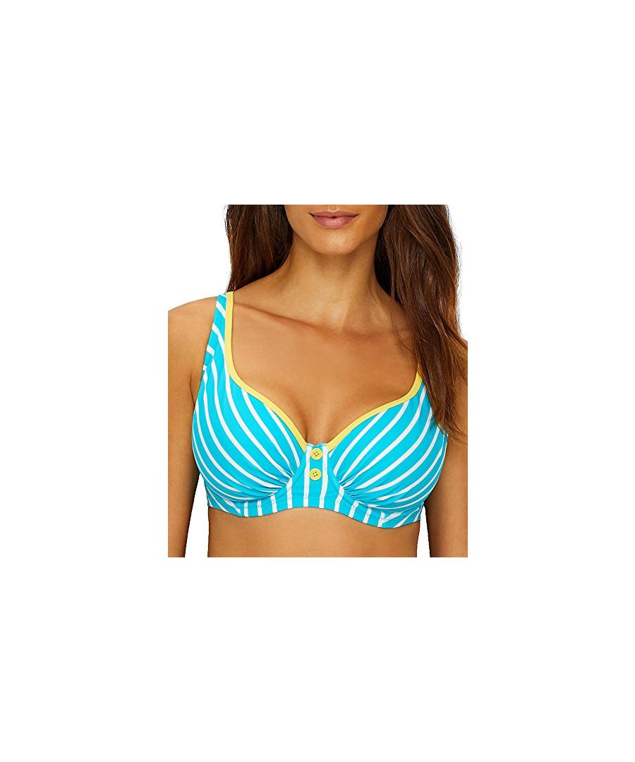 Pour Moi Womens ? Starboard Underwired Bikini Top Turquoise/Lemon - - Blue - Size 32DD