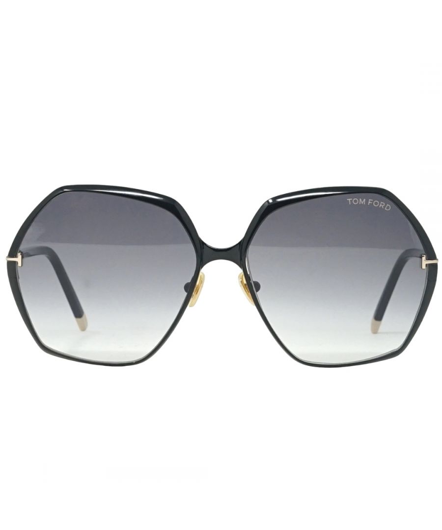 Tom Ford Fonda-02 TF912 01B Shiny Black/Smoke Gradient Square Sunglasses