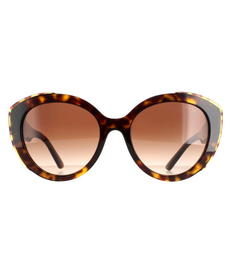 Prada Round Womens Havana Brown Gradient PR 01YS  Prada are a classy round style crafted from lightweight acetate. The Prada logo features on the chunky temples for brand authenticity.