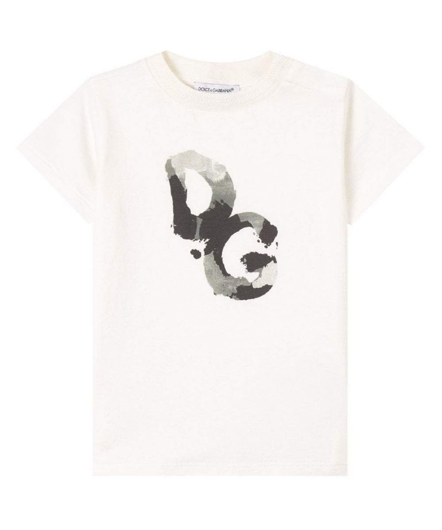 Image for Dolce & Gabbana Boys Camouflage Logo T-Shirt White