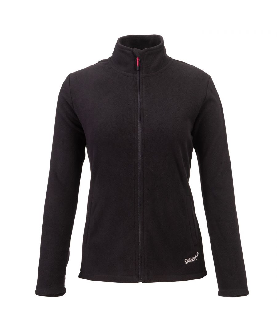 Gelert Fleece Jacket Ladies The Gelert Fleece Jacket is perfect for the outdoors and will keep you warm with a high neck collar and long sleeves. This ladies fleece has a full front zip fastening with two front pockets to keep your hands warm. Do not miss out on this one. > Long sleeves > Full front zip fastening > High neck > Gelert logo > Front pockets > 100% polyester > Machine washable at 30 Degrees