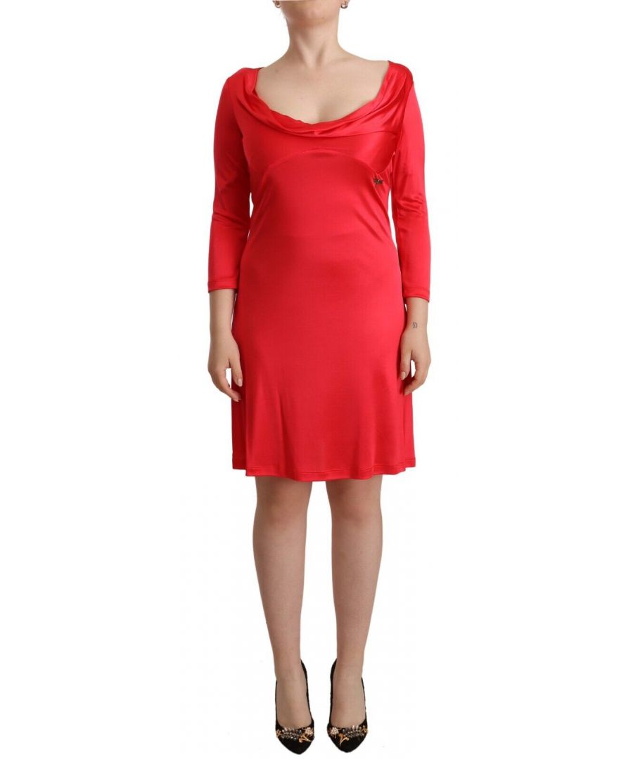 GALLIANO\nGorgeous brand new with tags, 100% Authentic GALLIANO sheath dress crafted from viscose features a zipper closure.\nModel: Knee length dress\nColor: Red\nMaterial: 100% Viscose\nLogo details