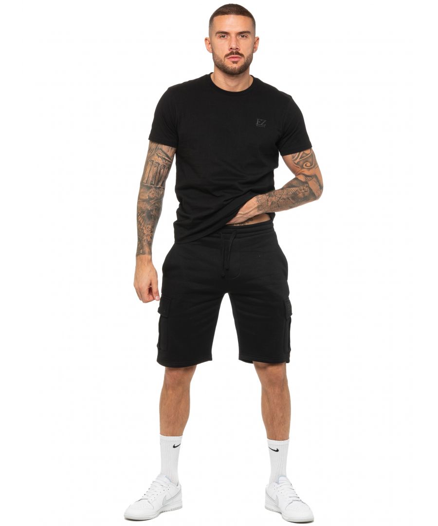 Enzo Mens T-Shirt Tracksuit Set With Shorts. Crew Neck Short Sleeve T-Shirt. Soft, Comfortable, Regular Fit Top. Features EZ Logo Printed On Chest. Paired With Enzo Cargo Shorts. Elasticated Waistband With Adjustable Drawstring. Features 2 Side Pockets and 2 Cargo Pockets.