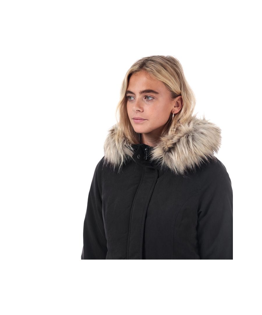 only womenss new lucca parka jacket in black - size 8 uk